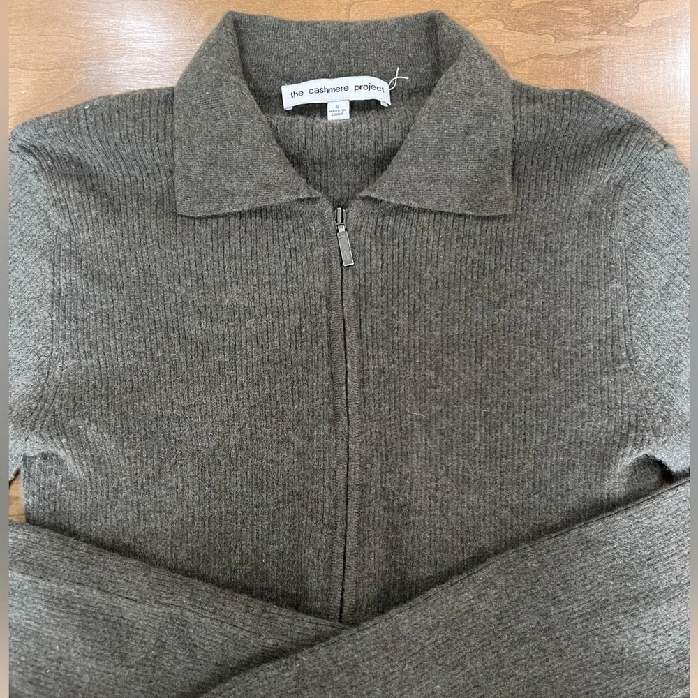 The Cashmere Project Ribbed Knit 100% cashmere Olive green women’s sweater S #13